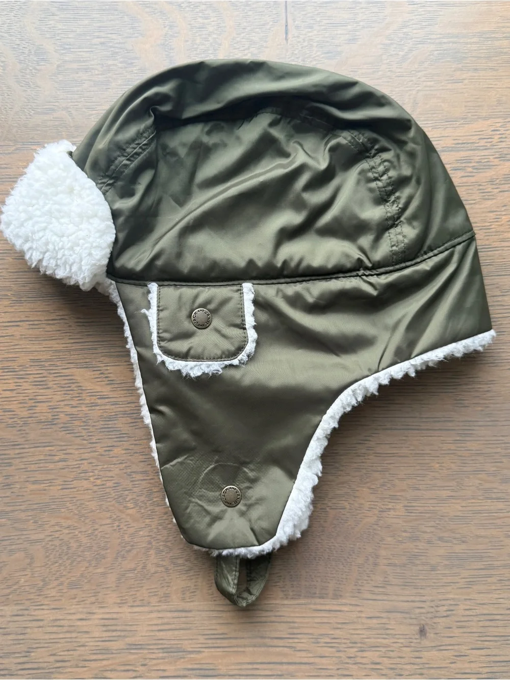 Janie and Jack Kids Olive Green Faux-Sherpa Trapper Hat Size 4-5